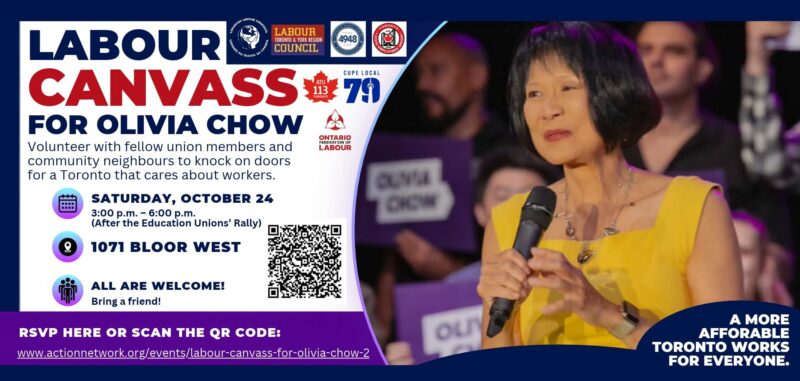Labour Canvass for Olivia Chow on October 24 – ATU Local 113